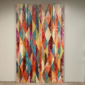 4 Panel Room Divider Multicolor pattern hand painted  80" tall x 45" length